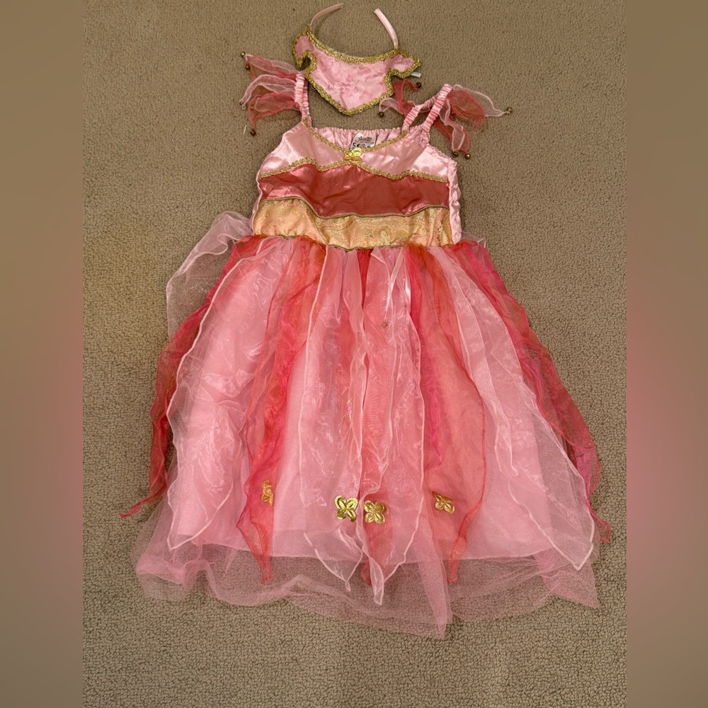 Pink and Gold Ladybird Fairy Costume for Kids with headband for ages 4-7 years